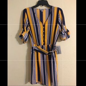 J for Justify Stripped Button up Dress NWT